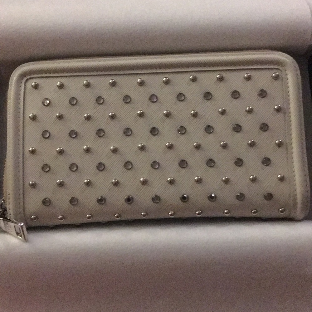 PRADA Pyramid Lux Saffiano Crystal Studded Wallet - Picture 2 of 8